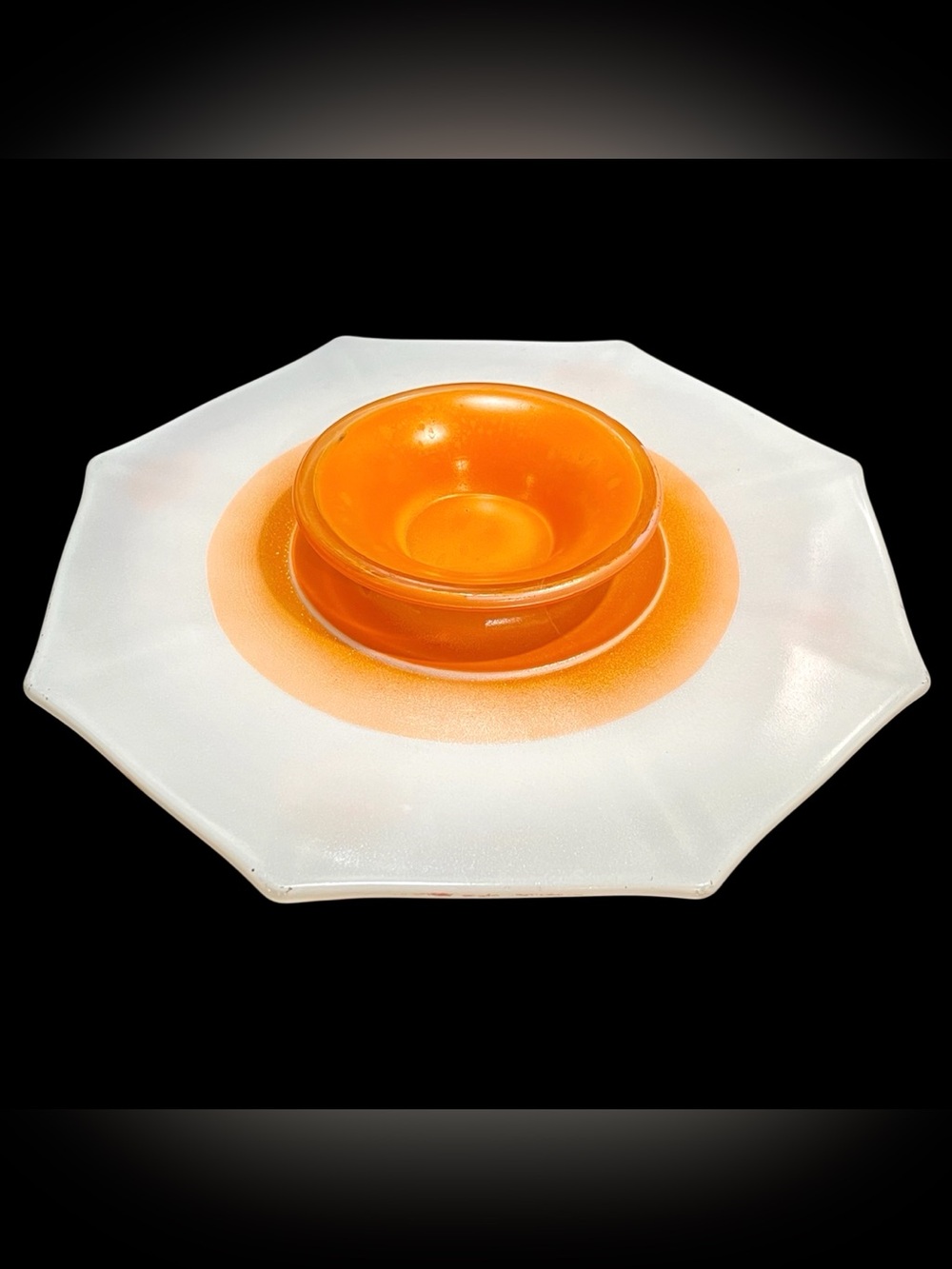 Vintage 1930s Indiana Glass Modern Classic Hexagon Pedestal Console Bowl Platter - Picture 8 of 15